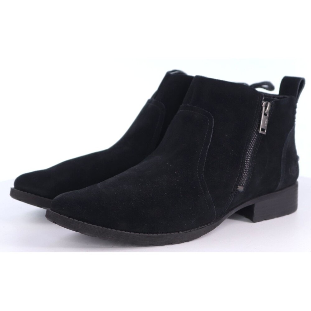 UGG Aureo $150 Women's Side Zip Booties Boots Size 11 M Suede Black 1103725